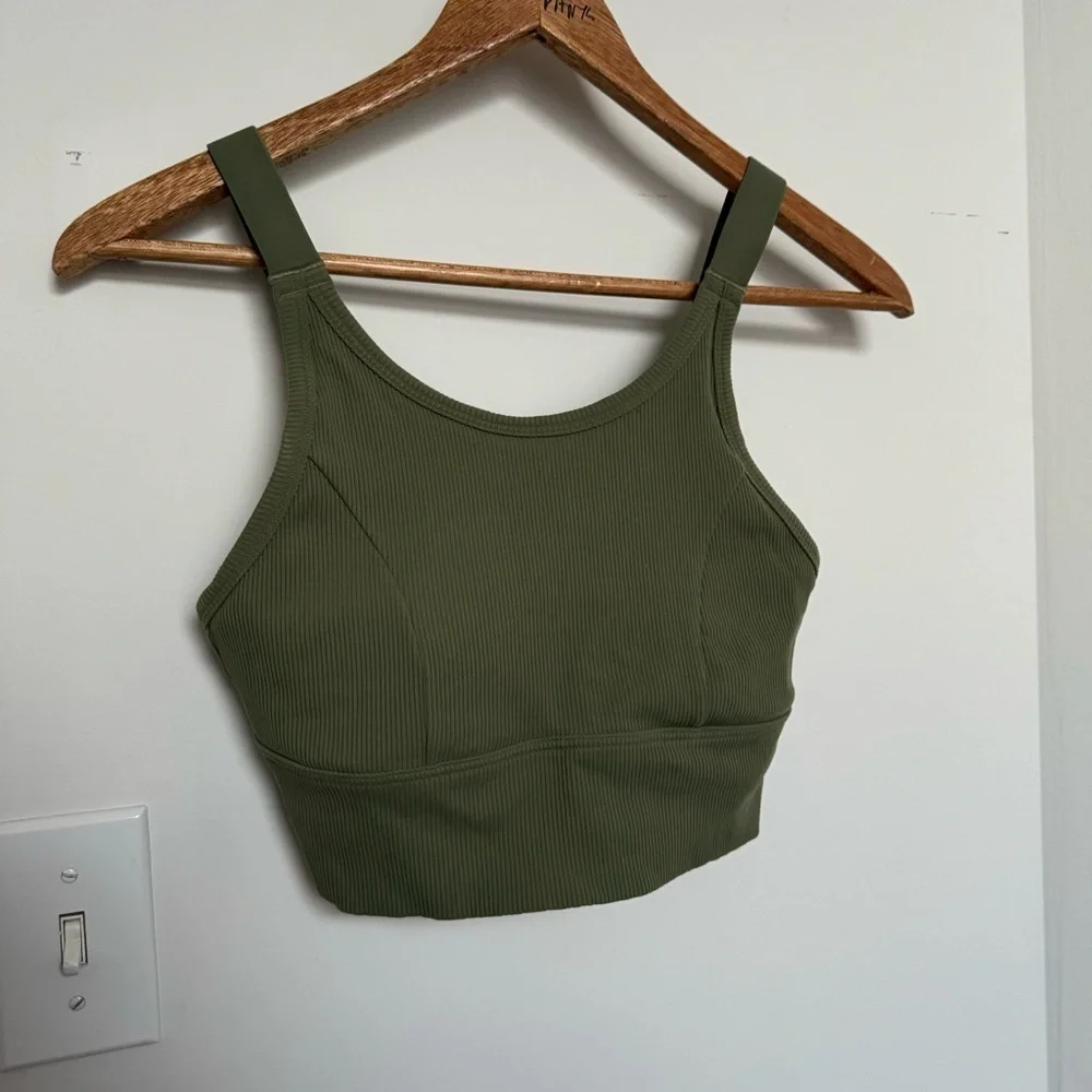 Aerie ribbed olive green bra tank S - Picture 2 of 4